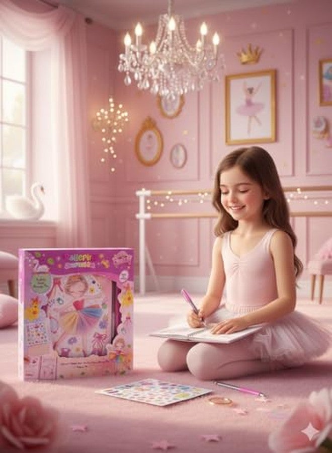 STRIDERS مجموعة دفتر يوميات راقصة الباليه للبنات - مجموعة كتابة أحلام وحيد القرن مع دفتر ملاحظات وقلم وملصقات | مجموعة هدايا يوميات ممتعة وإبداعية للأطفال، مثالية للمدرسة والحفلات والسفر - Image 4